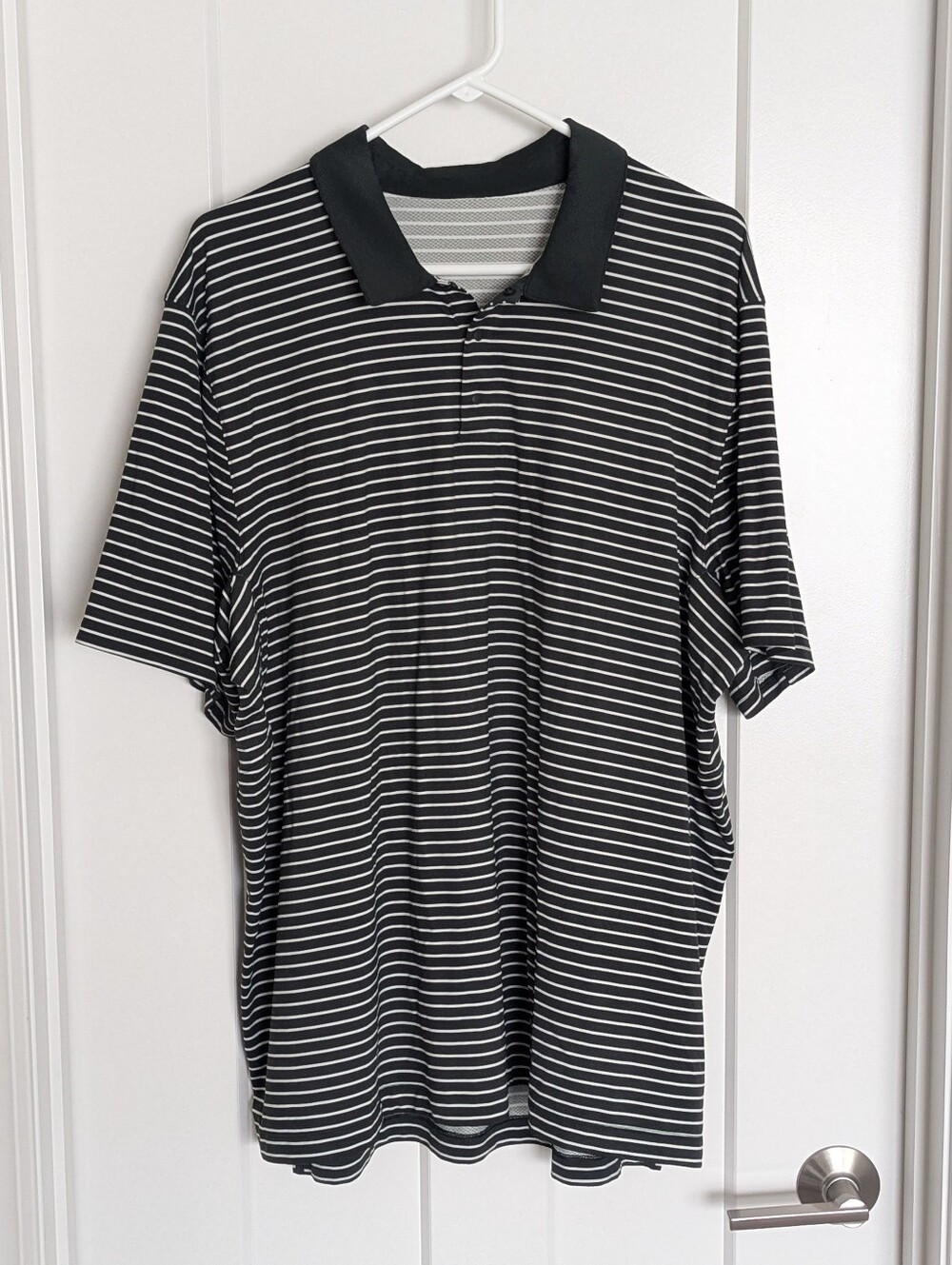Lululemon Men's Snap Golf Polo - Dark Green Stripe sz L